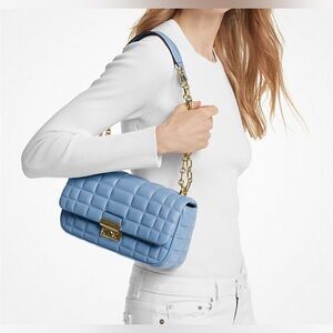 NWT Tribeca Large Quilted Leather Shoulder Bag